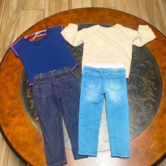 Girls Bundle RBX Short Sleeve Shirt Nannette Kids Cat Sweater 2 Pair of Pants 3T - Picture 2 of 16